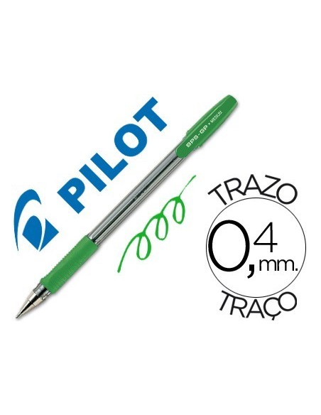 BOLIGRAFO PILOT BPS-GP VERDE SUJECION DE CAUCHO TINTA BASE DE ACEITE CON CAPUCHON