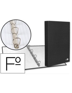 CARPETA DE 4 ANILLAS 25MM MIXTAS LIDERPAPEL FOLIO CARTON FORRADO PAPER COAT NEGRA