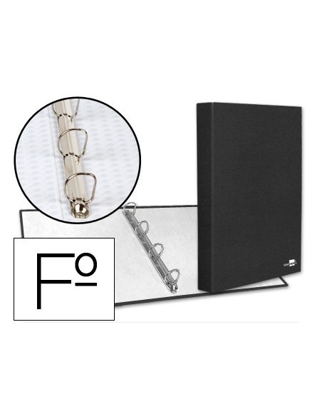 CARPETA DE 4 ANILLAS 25MM MIXTAS LIDERPAPEL FOLIO CARTON FORRADO PAPER COAT NEGRA