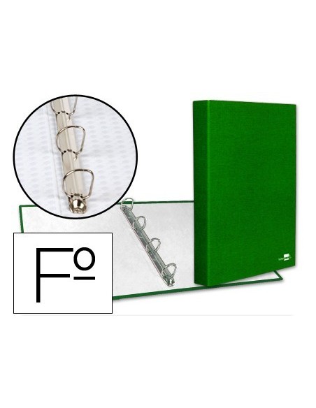 CARPETA DE 4 ANILLAS 25MM MIXTAS LIDERPAPEL FOLIO CARTONFORRADO PAPER COAT VERDE