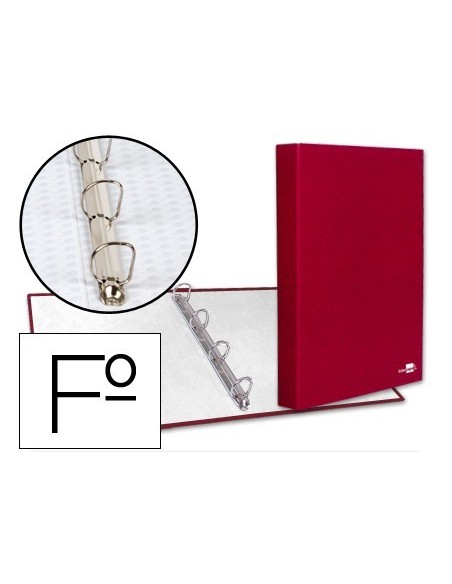 CARPETA DE 4 ANILLAS 25MM MIXTAS LIDERPAPEL FOLIO CARTON FORRADO PAPER COAT ROJA