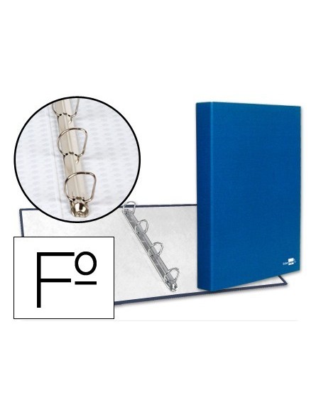 CARPETA DE 4 ANILLAS 25MM MIXTAS LIDERPAPEL FOLIO CARTON FORRADO PAPER COAT AZUL