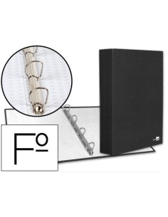 CARPETA DE 4 ANILLAS 40MM MIXTAS LIDERPAPEL FOLIO CARTON FORRADO PAPER COAT NEGRA