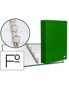 CARPETA DE 4 ANILLAS 40MM MIXTAS LIDERPAPEL FOLIO CARTON FORRADO PAPER COAT VERDE