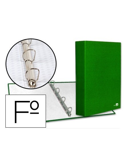 CARPETA DE 4 ANILLAS 40MM MIXTAS LIDERPAPEL FOLIO CARTON FORRADO PAPER COAT VERDE