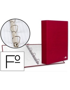 CARPETA DE 4 ANILLAS 40MM MIXTAS LIDERPAPEL FOLIO CARTON FORRADO PAPER COAT ROJA