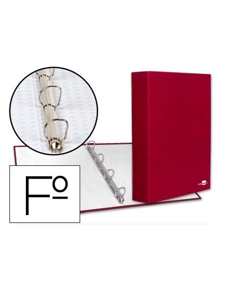 CARPETA DE 4 ANILLAS 40MM MIXTAS LIDERPAPEL FOLIO CARTON FORRADO PAPER COAT ROJA