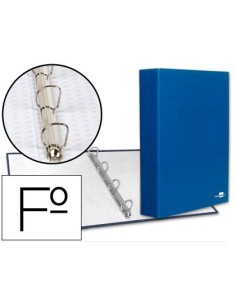 CARPETA DE 4 ANILLAS 40MM MIXTAS LIDERPAPEL FOLIO CARTON FORRADO PAPER COAT AZUL