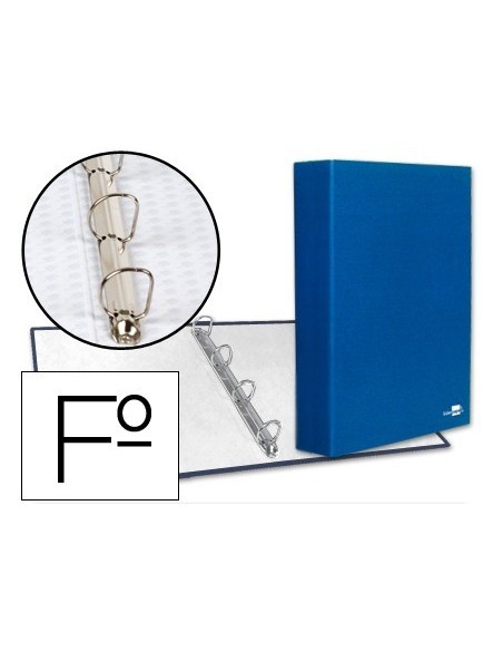 CARPETA DE 4 ANILLAS 40MM MIXTAS LIDERPAPEL FOLIO CARTON FORRADO PAPER COAT AZUL