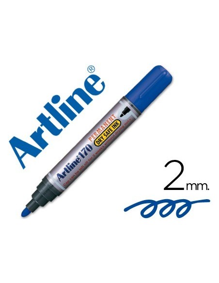 ROTULADOR ARTLINE MARCADOR PERMANENTE 170 AZUL PUNTA REDONDA 2MM ANTISECADO