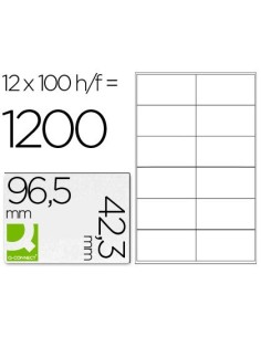 ETIQUETA ADHESIVA Q-CONNECT KF10652 TAMAÑO 96,5X42,3 MM FOTOCOPIADORA LASER INK-JET CAJA CON 100 HOJAS DIN A4