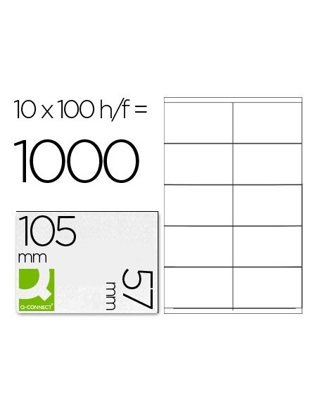 ETIQUETA ADHESIVA Q-CONNECT KF10658 TAMAÑO 105X57 MM FOTOCOPIADORA LASER INK-JET CAJA CON 100 HOJAS DIN A4