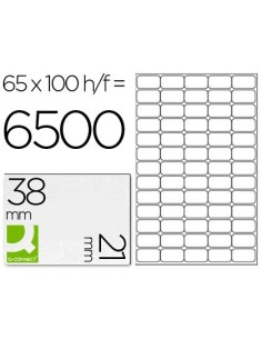 ETIQUETA ADHESIVA Q-CONNECT KF01581 TAMAÑO 38,1X21,2MM FOTOCOPIADORA LASER INK-JET CAJA CON 100 HOJAS DIN A4