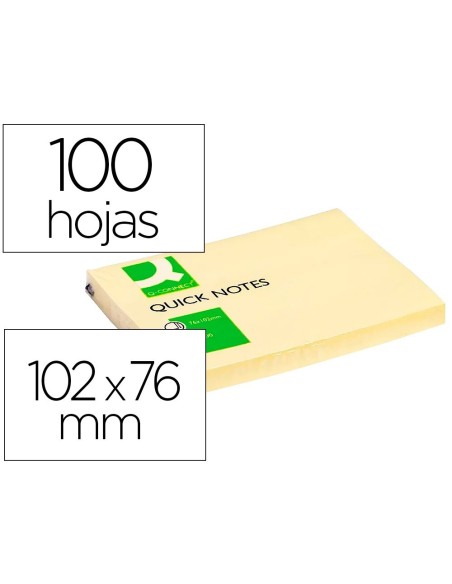 BLOC DE NOTAS ADHESIVAS QUITA Y PON Q-CONNECT 76X102 MM CON 100 HOJAS
