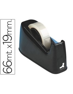 PORTARROLLO SOBREMESA Q-CONNECT PLASTICO PARA CINTAS DE 33 Y 66 MT COLOR NEGRO