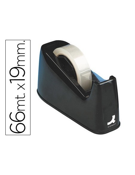 PORTARROLLO SOBREMESA Q-CONNECT PLASTICO PARA CINTAS DE 33 Y 66 MT COLOR NEGRO