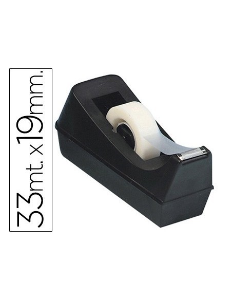 PORTARROLLO SOBREMESA Q-CONNECT PLASTICO PARA CINTA DE 33 MT COLOR NEGRO