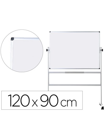 PIZARRA BLANCA Q-CONNECT DOBLE CARA MELAMINA MARCO DE ALUMINIO 120X90 CM GIRATORIA