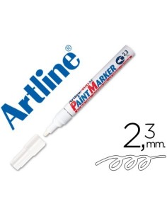 ROTULADOR ARTLINE MARCADOR PERMANENTE EK-400 XF BLANCO PUNTA REDONDA 2.3 MM METAL CAUCHO Y PLASTICO