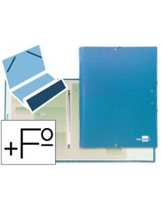 CARPETA CLASIFICADORA LIDERPAPEL 12 DEPARTAMENTOS FOLIO PROLONGADO CARTON FORRADO CELESTE