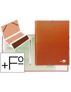 CARPETA CLASIFICADORA LIDERPAPEL 12 DEPARTAMENTOS FOLIO PROLONGADO CARTON FORRADO NARANJA