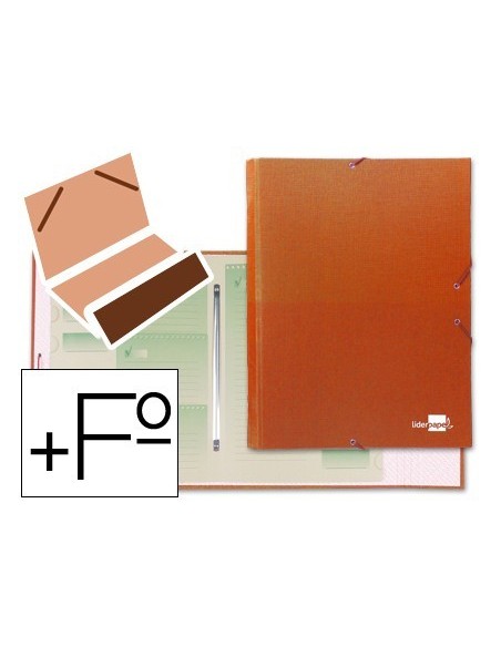CARPETA CLASIFICADORA LIDERPAPEL 12 DEPARTAMENTOS FOLIO PROLONGADO CARTON FORRADO NARANJA