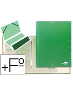 CARPETA CLASIFICADORA LIDERPAPEL 12 DEPARTAMENTOS FOLIO PROLONGADO CARTON FORRADO VERDE CLARO