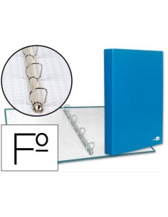 CARPETA DE 4 ANILLAS 25MM MIXTAS LIDERPAPEL FOLIO CARTON FORRADO PAPER COAT CELESTE