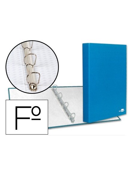 CARPETA DE 4 ANILLAS 25MM MIXTAS LIDERPAPEL FOLIO CARTON FORRADO PAPER COAT CELESTE