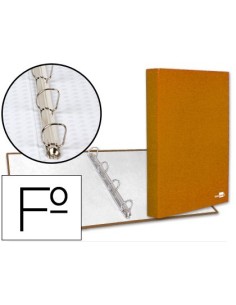 CARPETA DE 4 ANILLAS 25MM MIXTAS LIDERPAPEL FOLIO CARTON FORRADO PAPER COAT NARANJA