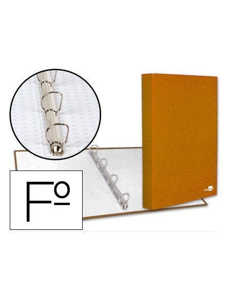 CARPETA DE 4 ANILLAS 25MM MIXTAS LIDERPAPEL FOLIO CARTON FORRADO PAPER COAT NARANJA