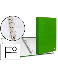 CARPETA DE 4 ANILLAS 25MM MIXTAS LIDERPAPEL FOLIO CARTONFORRADO PAPER COAT VERDE FROSTY