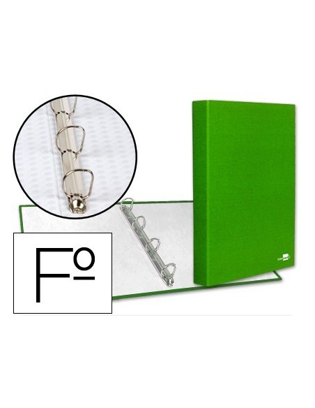 CARPETA DE 4 ANILLAS 25MM MIXTAS LIDERPAPEL FOLIO CARTONFORRADO PAPER COAT VERDE FROSTY