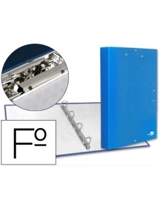 CARPETA DE 4 ANILLAS 25MM REDONDAS LIDERPAPEL FOLIO CARTON FORRADO PAPER COAT CELESTE CON MINICLIP Y SOLAPAS