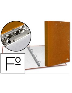 CARPETA DE 4 ANILLAS 25MM REDONDAS LIDERPAPEL FOLIO CARTON FORRADO PAPER COAT NARANJA CON MINICLIP Y SOLAPAS