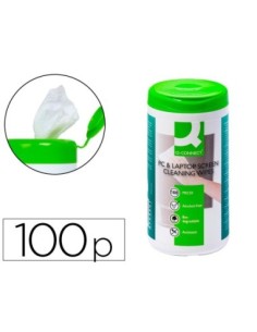 TOALLITAS Q-CONNECT LIMPIADORA DE PANTALLAS Y TECLADOS BOTE DE 100 UNIDADES