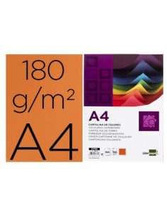 CARTULINA LIDERPAPEL A4 180G/M2 NARANJA FUERTE PAQUETEDE 100 HOJAS