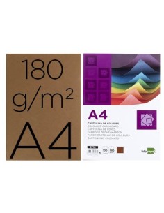 CARTULINA LIDERPAPEL A4 180G/M2 MARRON PAQUETE DE 100 HOJAS