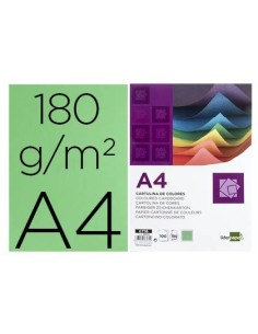 CARTULINA LIDERPAPEL A4 180G/M2 VERDE BILLAR PAQUETE DE 100 HOJAS