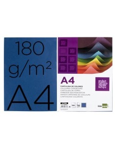 CARTULINA LIDERPAPEL A4 180G/M2 AZUL ULTRAMAR PAQUETE DE 100 HOJAS