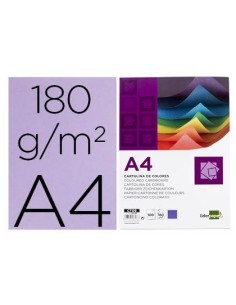CARTULINA LIDERPAPEL A4 180G/M2 LILA PAQUETE DE 100 HOJAS