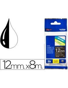 CINTA BROTHER TZE-335 NEGRO-BLANCO 12MM LONGITUD 8MTS