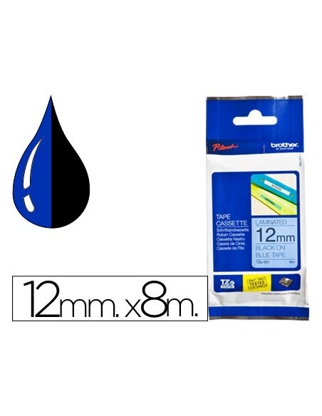 CINTA BROTHER TZE-531 AZUL-NEGRO 12MM LONGITUD 8 MT