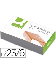 GRAPAS Q-CONNECT N. 23/6 COBREADAS CAJA DE 1000 UNIDADES