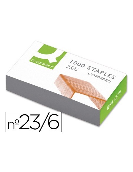 GRAPAS Q-CONNECT N. 23/6 COBREADAS CAJA DE 1000 UNIDADES