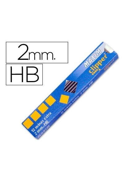 MINAS MAXIM GRAFITO DE 2 MM ESTUCHE DE 12 MINAS