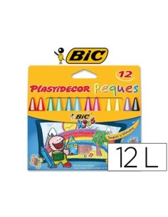 LAPICES CERA PLASTIDECOR PEQUES CAJA DE 12 COLORES SURTIDOS