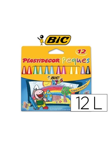 LAPICES CERA PLASTIDECOR PEQUES CAJA DE 12 COLORES SURTIDOS
