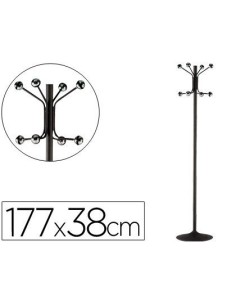 PERCHERO METALICO PIE 8 COLGADORES COLOR NEGRO 177X38 CM