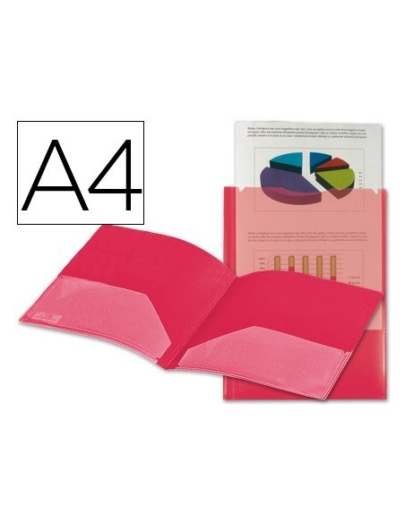 CARPETA LIDERPAPEL DOSSIER DOS BOLSAS CANGURO 45680 POLIPROPILENO DIN A4 ROJA